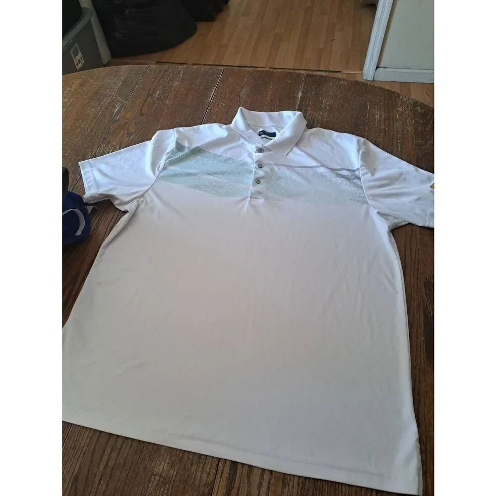 XXL Jack Nicklaus White Green Grey Short Sleeve Polo Shirt Golf Casual Athleisur